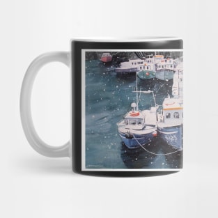 Snow at Pittenweem Harbour Mug